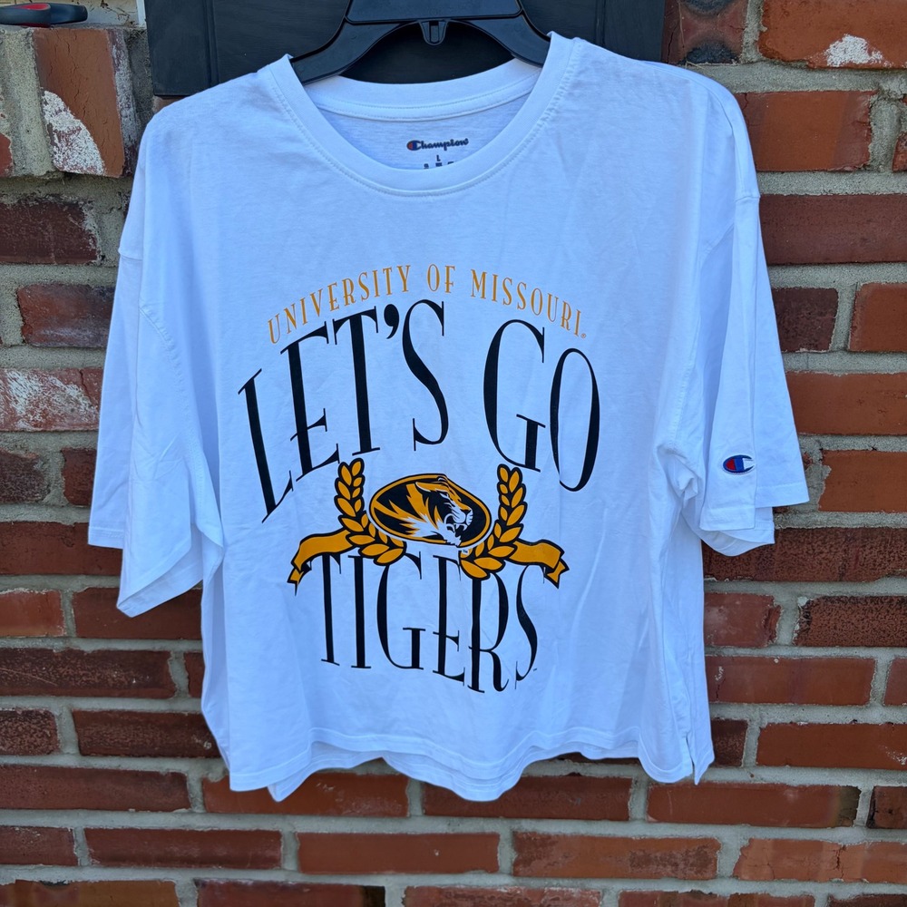 Champion University of Missouri Mizzou Tigers Graphic T-Shirt White Womens L